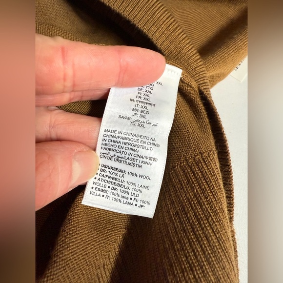 PARIS SUNDAY Men's brown 100% Fine Merino Wool crew neck Sweater size XXL - Picture 3 of 13